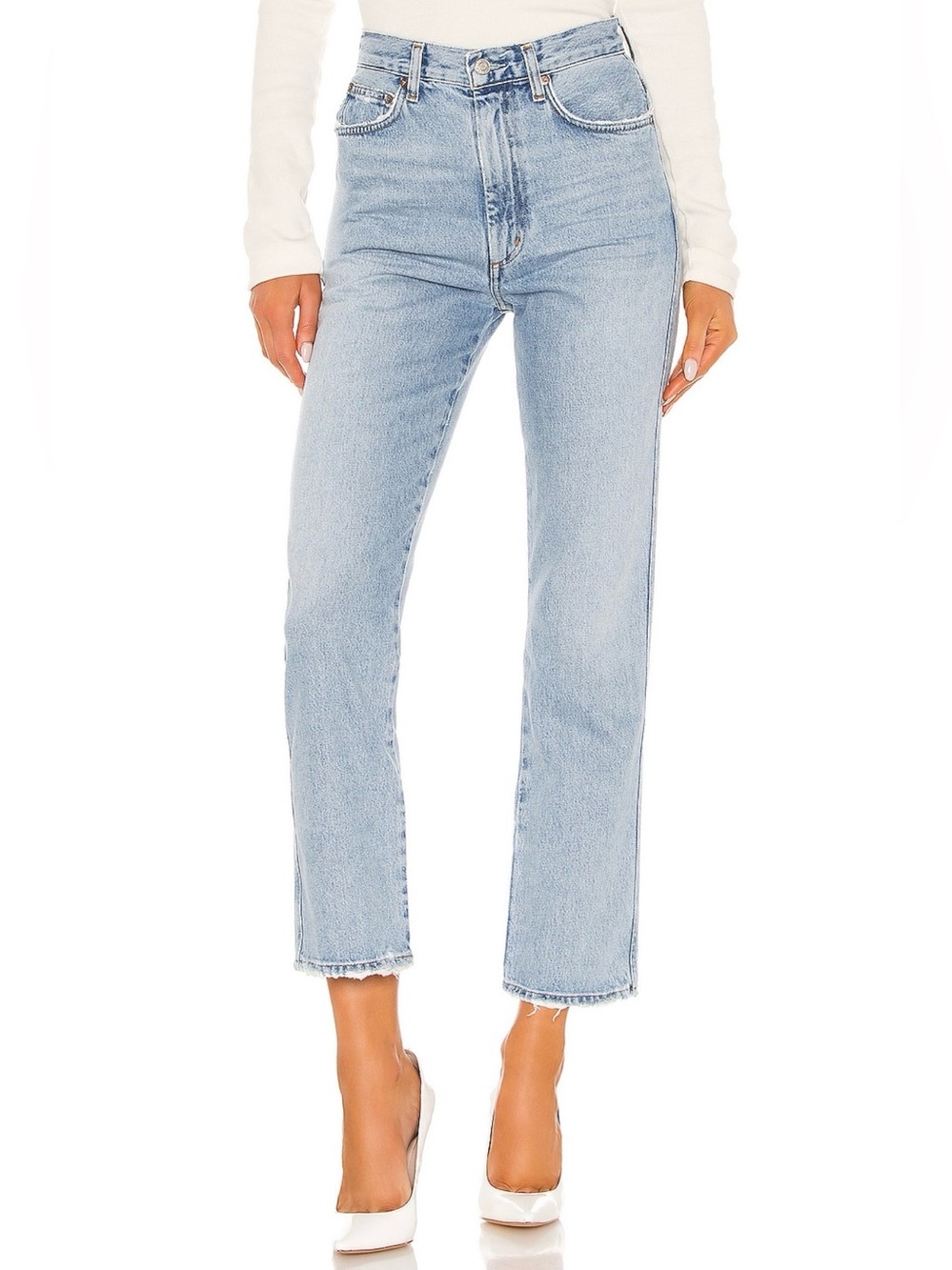 Agolde Pinch Waist High Rise Kick Jeans in Riptide